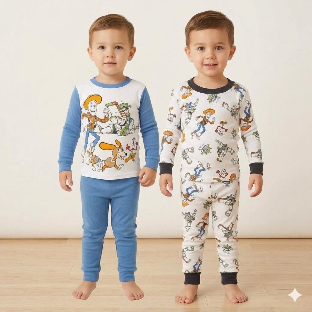 2 Pair Toy Story Boy's 3T Pajamas Pants Long Sleeves Buzz Woody Forky Slinky NEW